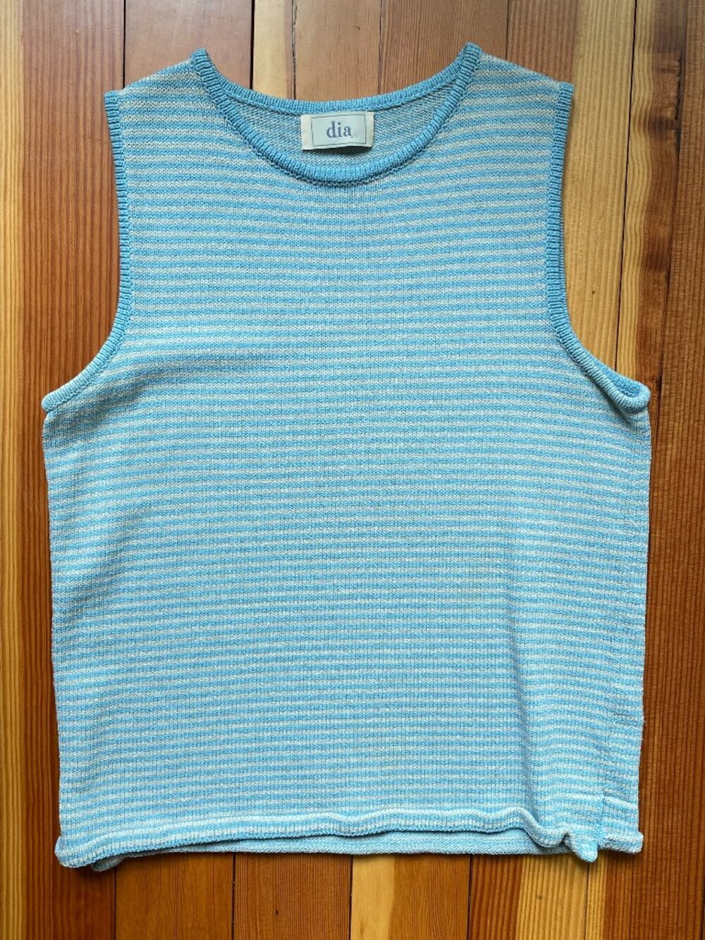 Dia Wool Knit Tank - Blue and Cream Stripes - Size M